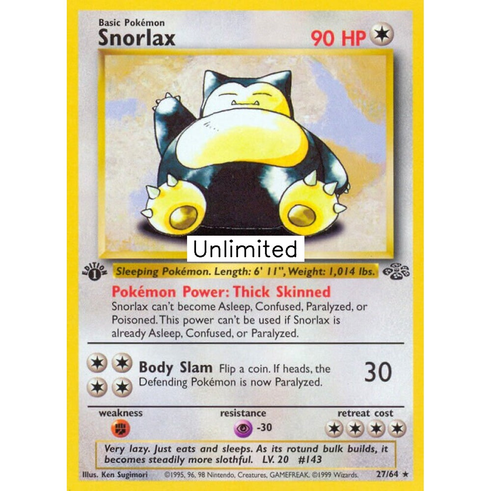 Snorlax Rare 27/64 Pokemon Card Game Jungle