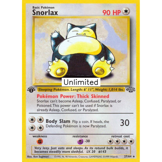 Snorlax Rare 27/64 Pokemon Card Game Jungle