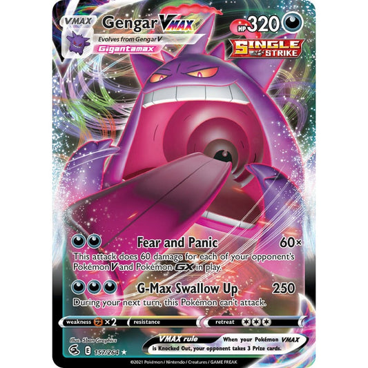 Gengar VMAX Holo Rare VMAX 157/264 Pokemon Card Game Fusion Strike