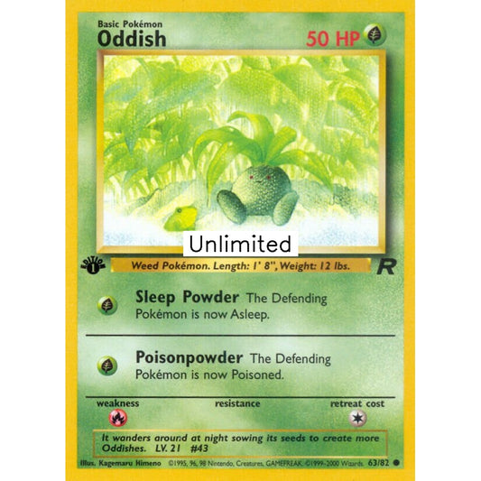 Oddish Common 63/82 Pokemon Card Game Team Rocket