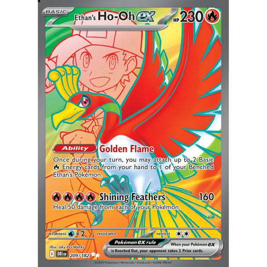 Ethan's Ho-Oh ex Ultra Rare 209/182 Pokemon Card Game Destined Rivals