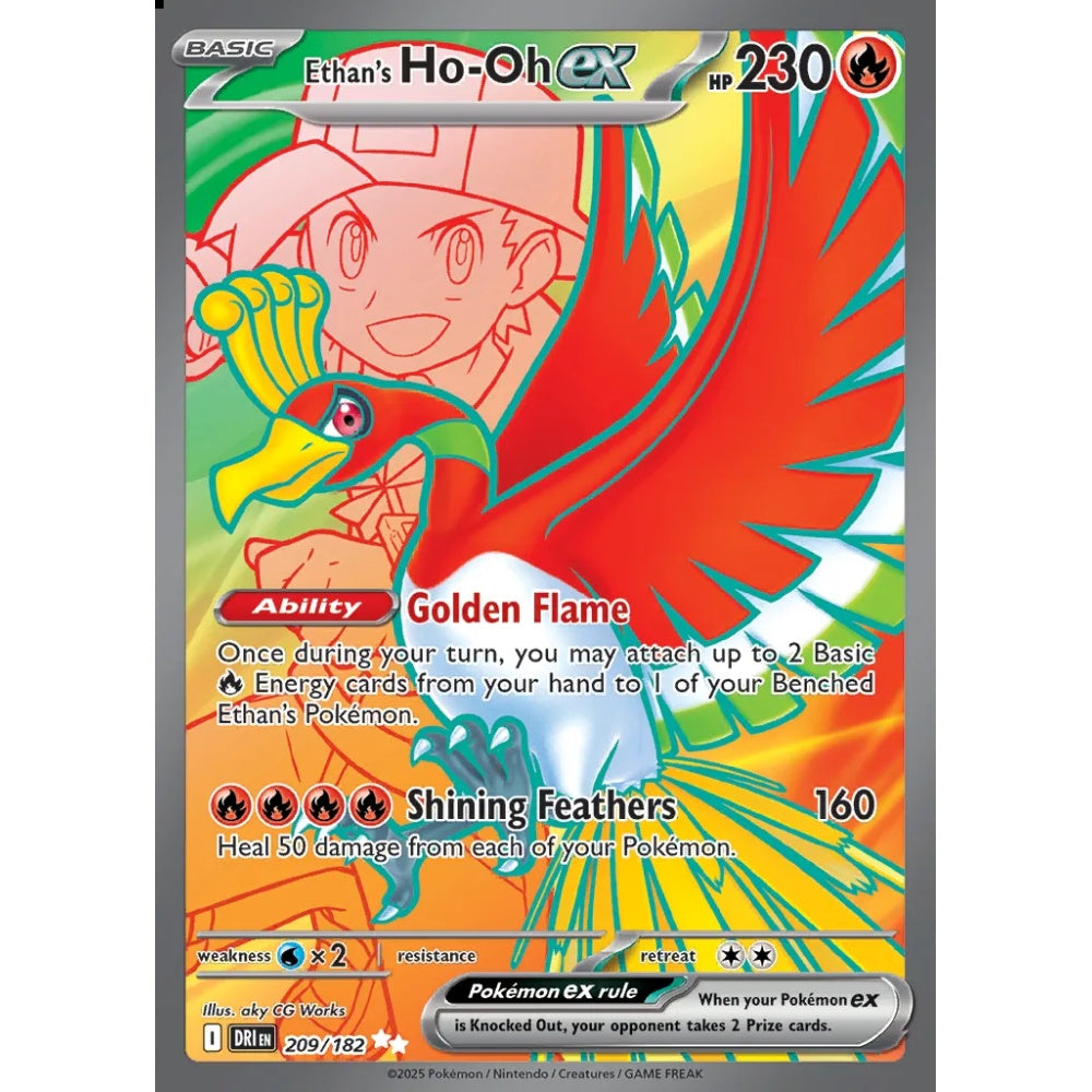 Ethan's Ho-Oh ex Ultra Rare 209/182 Pokemon Card Game Destined Rivals German