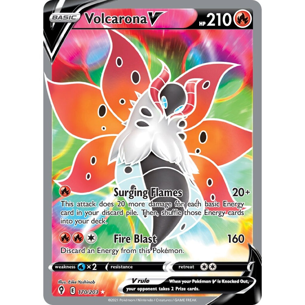 Volcarona V Rare Ultra 170/203 Pokemon Card Game Evolving Skies
