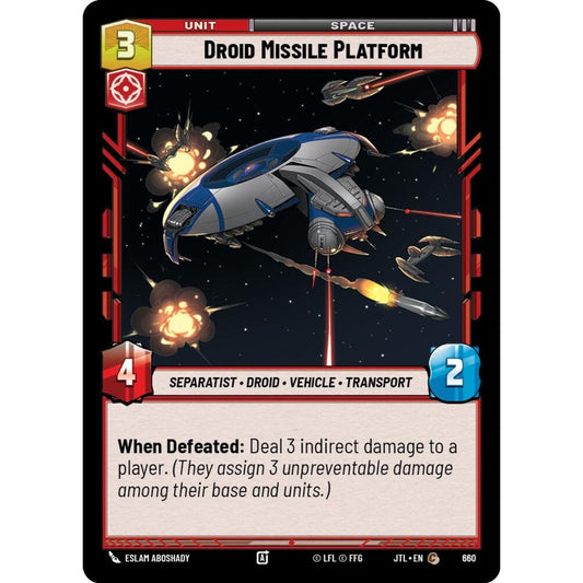 Droid Missile Platform, C, JTL 660) Foil, Star Wars Unlimited