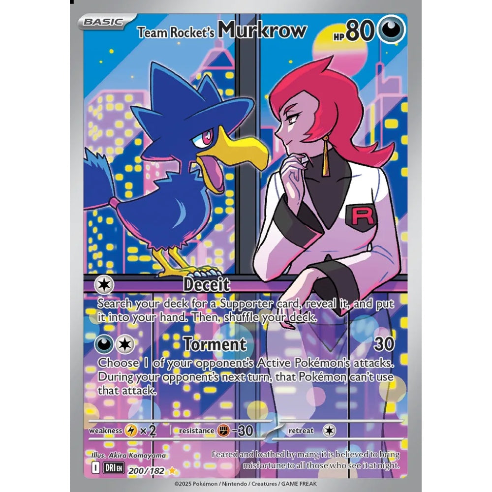 Team Rocket's Murkrow Illustration Rare 200/182 Pokemon Card Game Destined Rivals