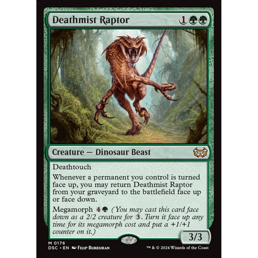 Deathmist Raptor, 176, mythic, Magic: The Gathering, Duskmourn: House of Horror