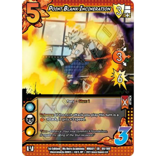 Point Blank Incineration, 80/180, XR, UniVersus, MHA01 My Hero Academia
