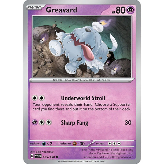 Greavard Common 105/198 Pokemon Card Game Scarlet & Violet