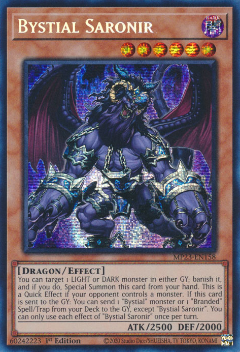 Bystial Saronir MP23-EN158 Prismatic Prismatic Secret Rare Yu-Gi-Oh 25th Anniversary Tin: Dueling Heroes Mega Pack in Art