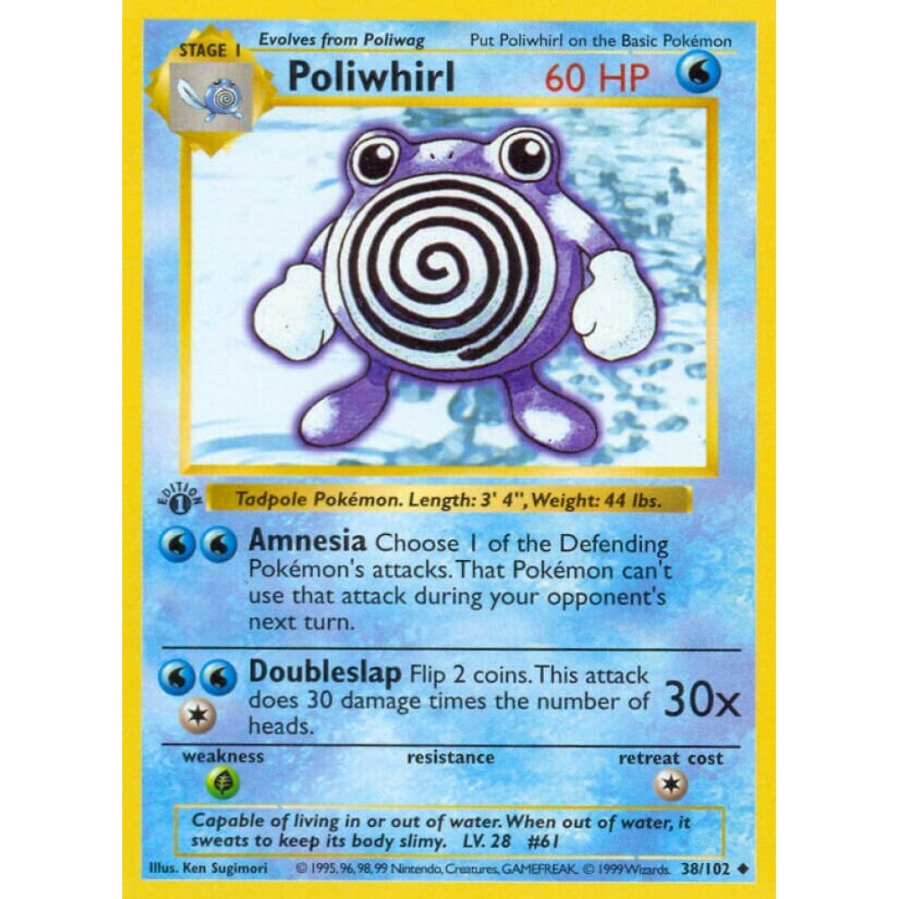Poliwhirl Uncommon 38/102 Pokemon Card Game Base Set