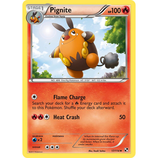 Pignite Uncommon 17/114 Pokemon Card Game Black & White