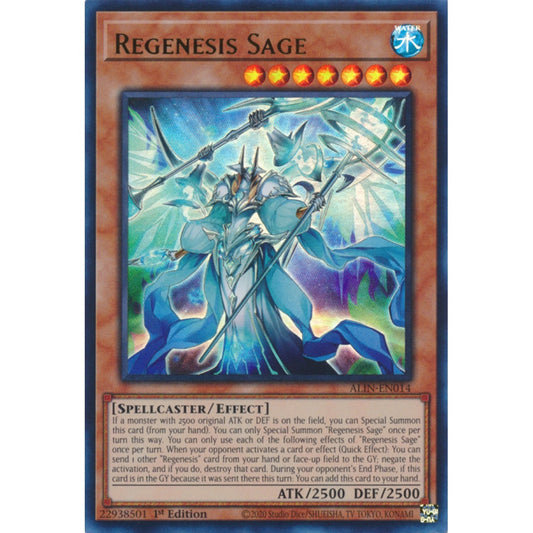 Regenesis Sage ALIN-EN014 Ultra Ultra Rare Yu-Gi-Oh Alliance Insight in Art