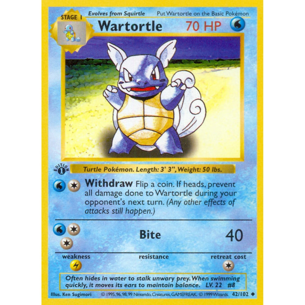 Wartortle Uncommon 42/102 Pokemon Card Game Base Set
