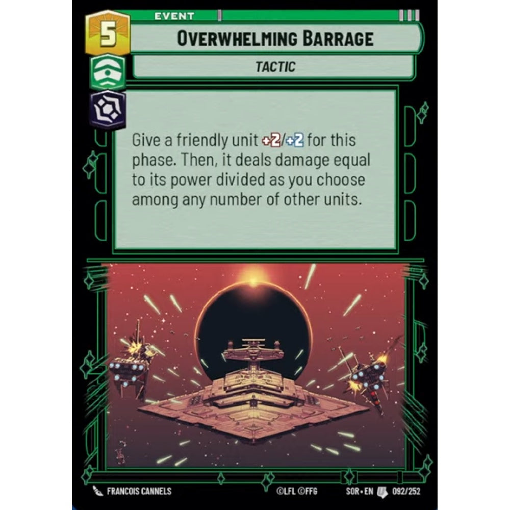 Overwhelming Barrage, 92, U, Star Wars Unlimited, Sparks Of Rebellion