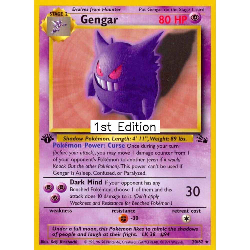 Gengar Rare 20/62 Pokemon Card Game Fossil