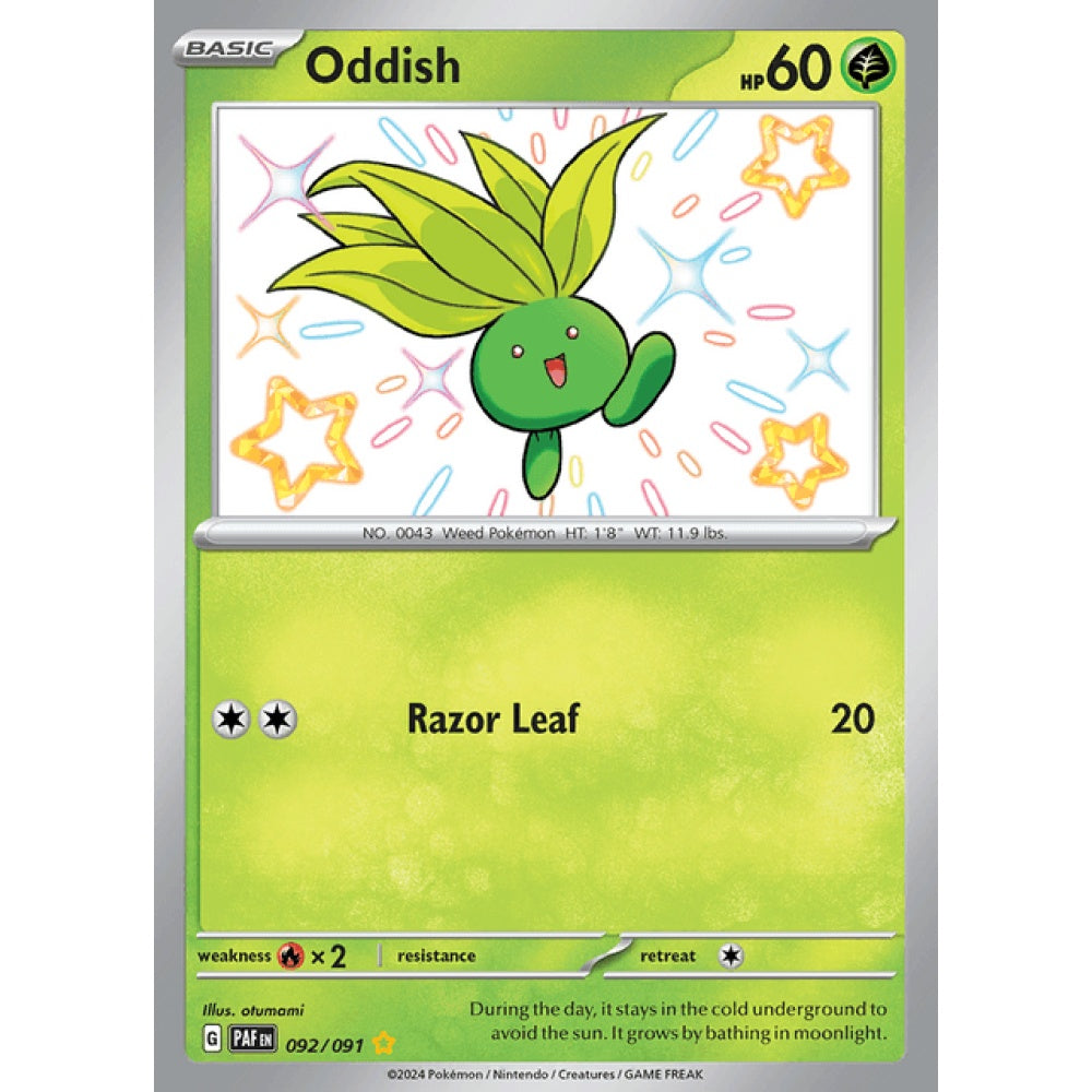 Oddish Shiny Rare 092/091 Pokemon Card Game Paldean Fates