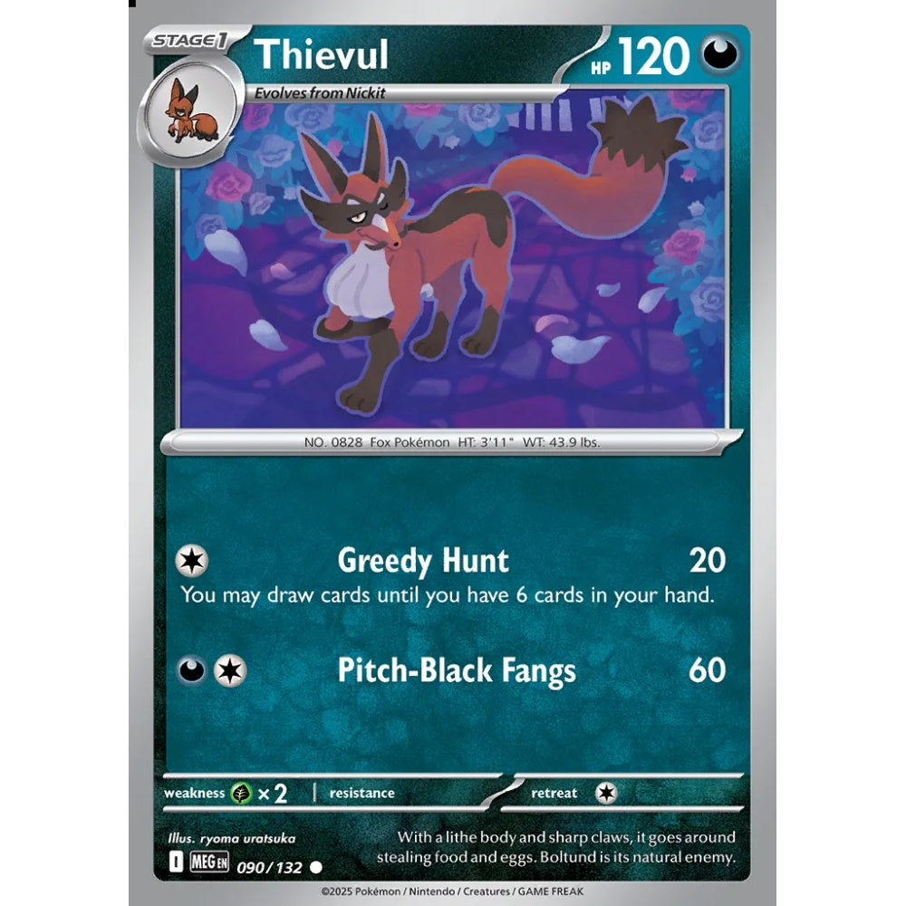 Thievul Common 090/132 Pokemon Card Game Mega Evolution