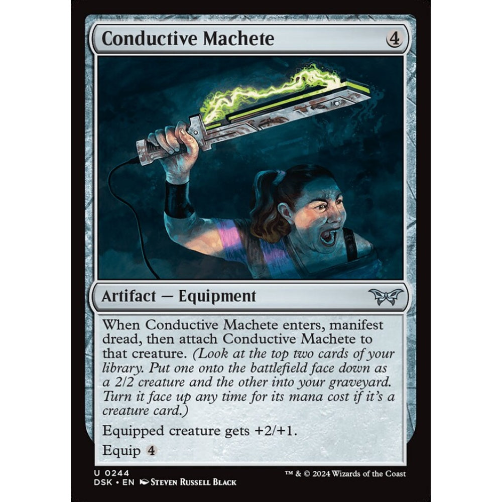Conductive Machete, 244, uncommon, Magic: The Gathering, Duskmourn: House of Horror