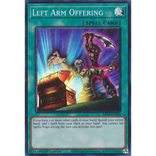 Left Arm Offering RA04-EN086 Super Super Rare Yu-Gi-Oh Quarter Century Stampede in Art