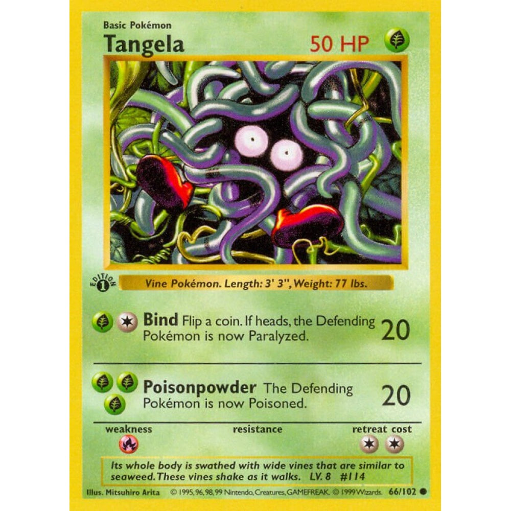 Tangela Common 66/102 Pokemon Card Game Base Set