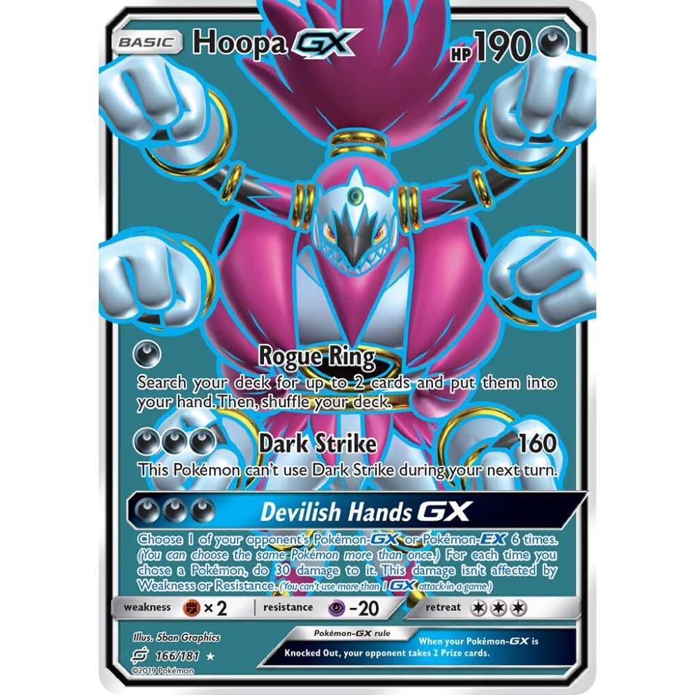 Hoopa-GX Rare Ultra 166/181 Pokemon Card Game Team Up