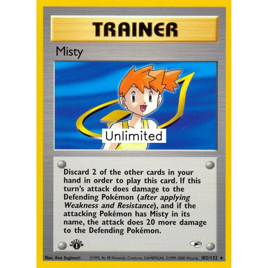 Misty Rare 102/132 Pokemon Card Game Gym Heroes