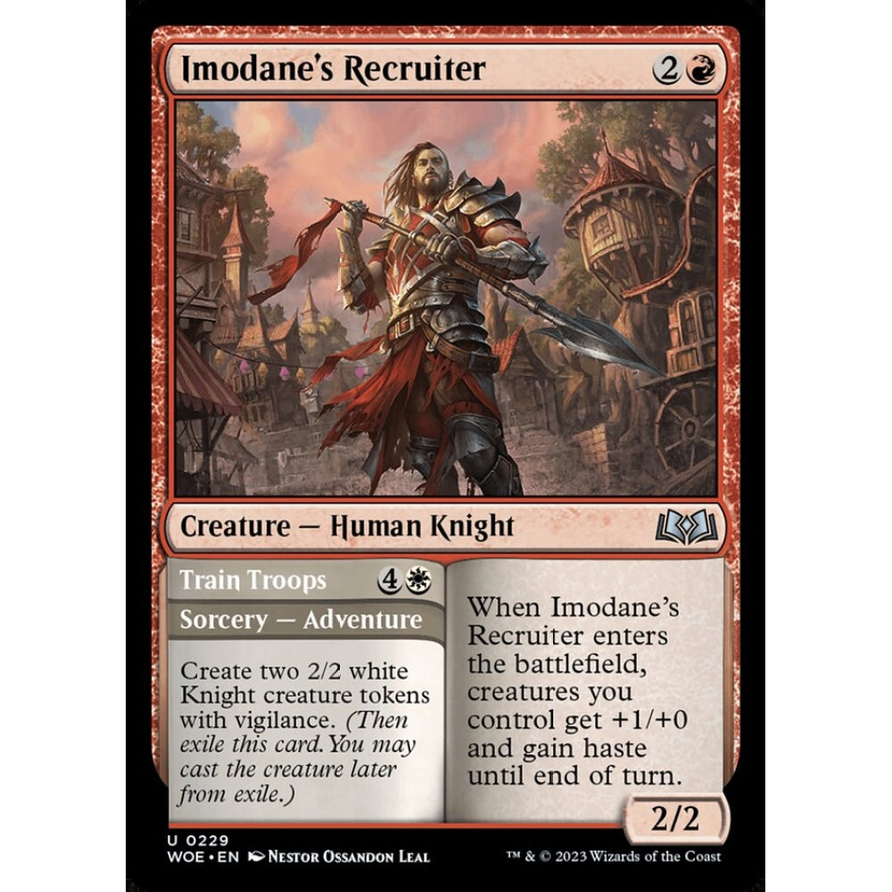 Imodane's Recruiter // Train Troops, uncommon, 229, Magic the Gathering, Wilds of Eldraine
