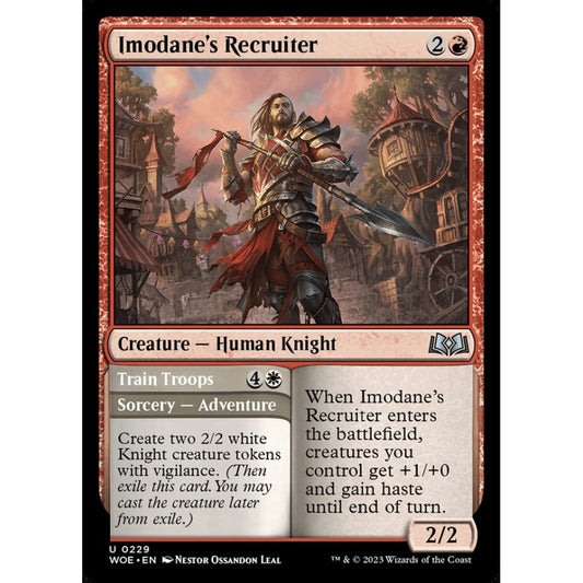 Imodane's Recruiter // Train Troops, uncommon, 229, Magic the Gathering, Wilds of Eldraine