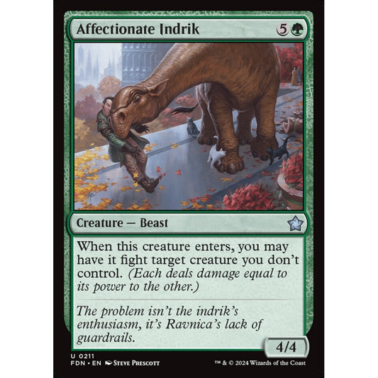 Affectionate Indrik, 211, uncommon, Magic: The Gathering, Foundations