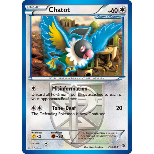 Chatot Uncommon 77/101 Pokemon Card Game Plasma Blast
