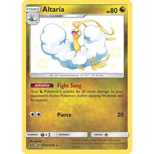 Altaria Rare Shiny SV37/SV94 Pokemon Card Game Hidden Fates