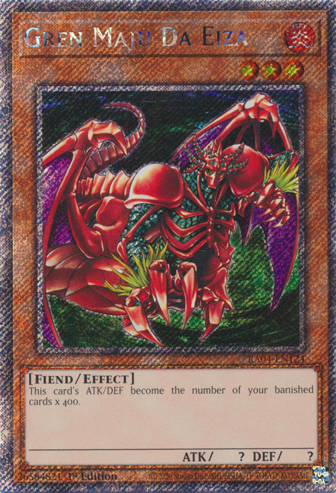 Gren Maju Da Eiza RA04-EN124 Platinum Platinum Secret Rare Yu-Gi-Oh Quarter Century Stampede in Art