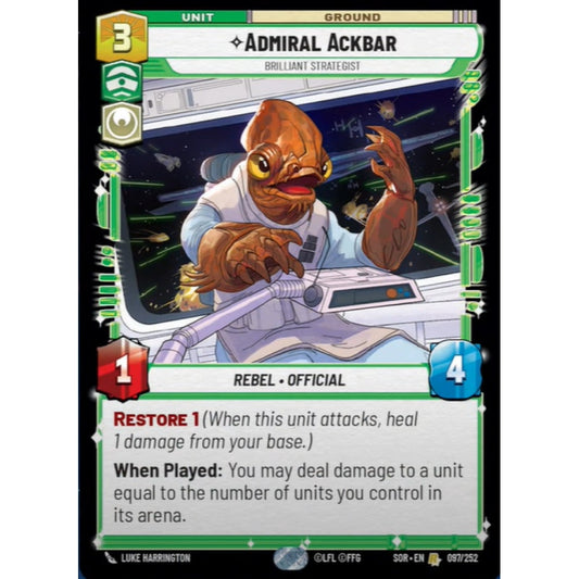 Admiral Ackbar, 97, R, Star Wars Unlimited, Sparks Of Rebellion