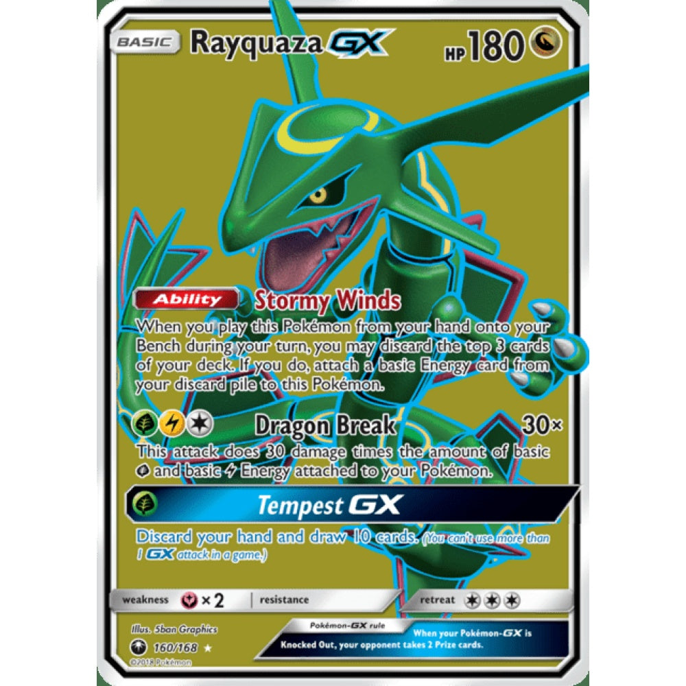 Rayquaza-GX Full Art 160/168 Pokemon Card Game Celestial Storm