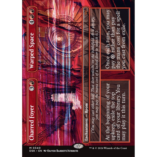 Charred Foyer // Warped Space, 340, mythic, Magic: The Gathering, Duskmourn: House of Horror