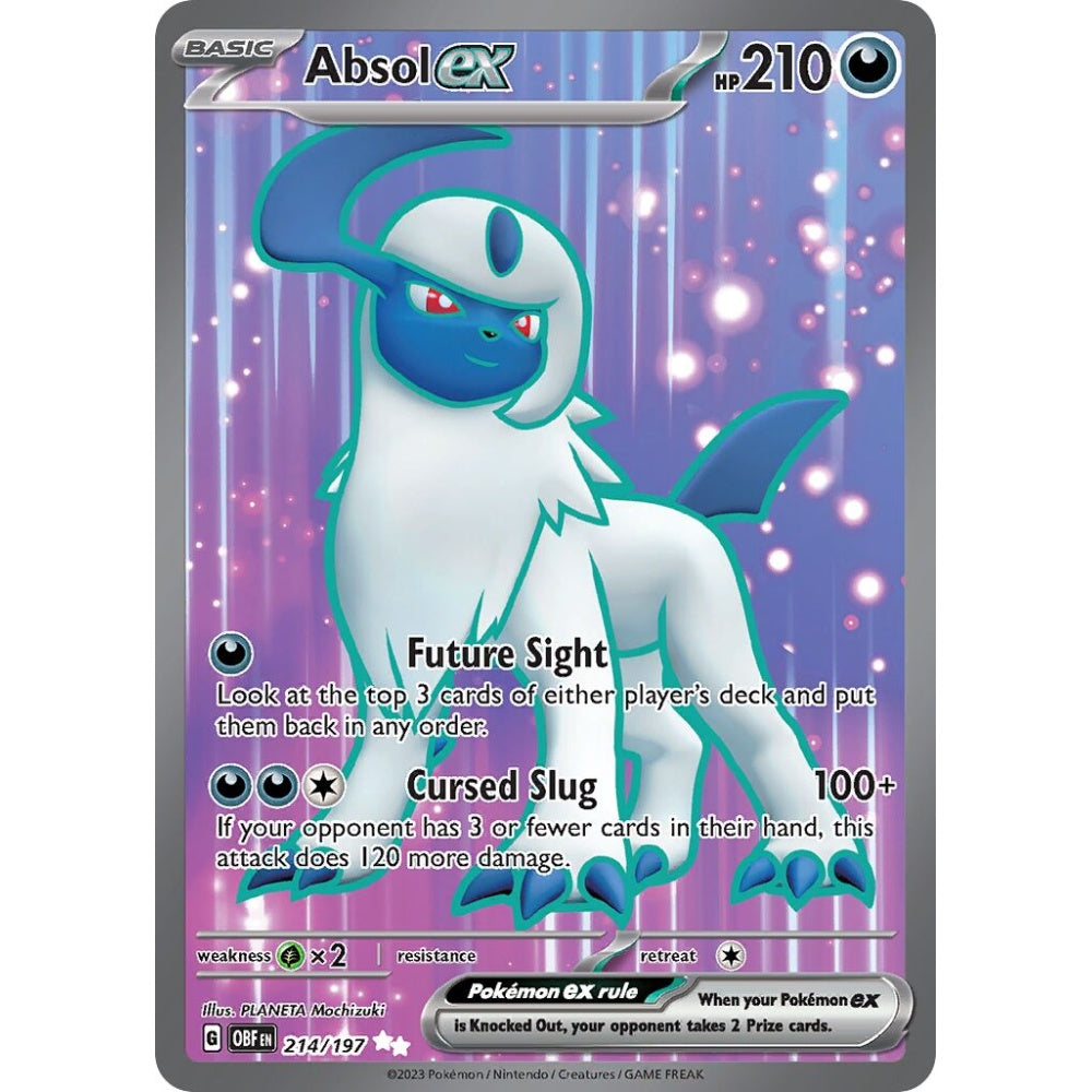 Absol ex Ultra Rare 214/197 Pokemon Card Game Obsidian Flames