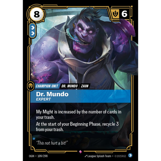 Dr. Mundo, Expert OGN-109/298 Riftbound Card Game Origins Rare