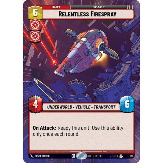 Relentless Firespray, R, JTL 891) Hyperspace Foil, Star Wars Unlimited