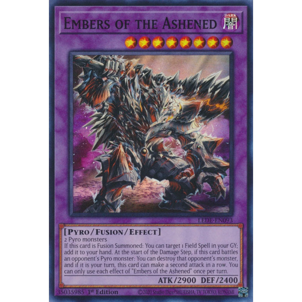 Embers of the Ashened LEDE-EN093 Super Super Rare Yu-Gi-Oh Legacy of Destruction in Art