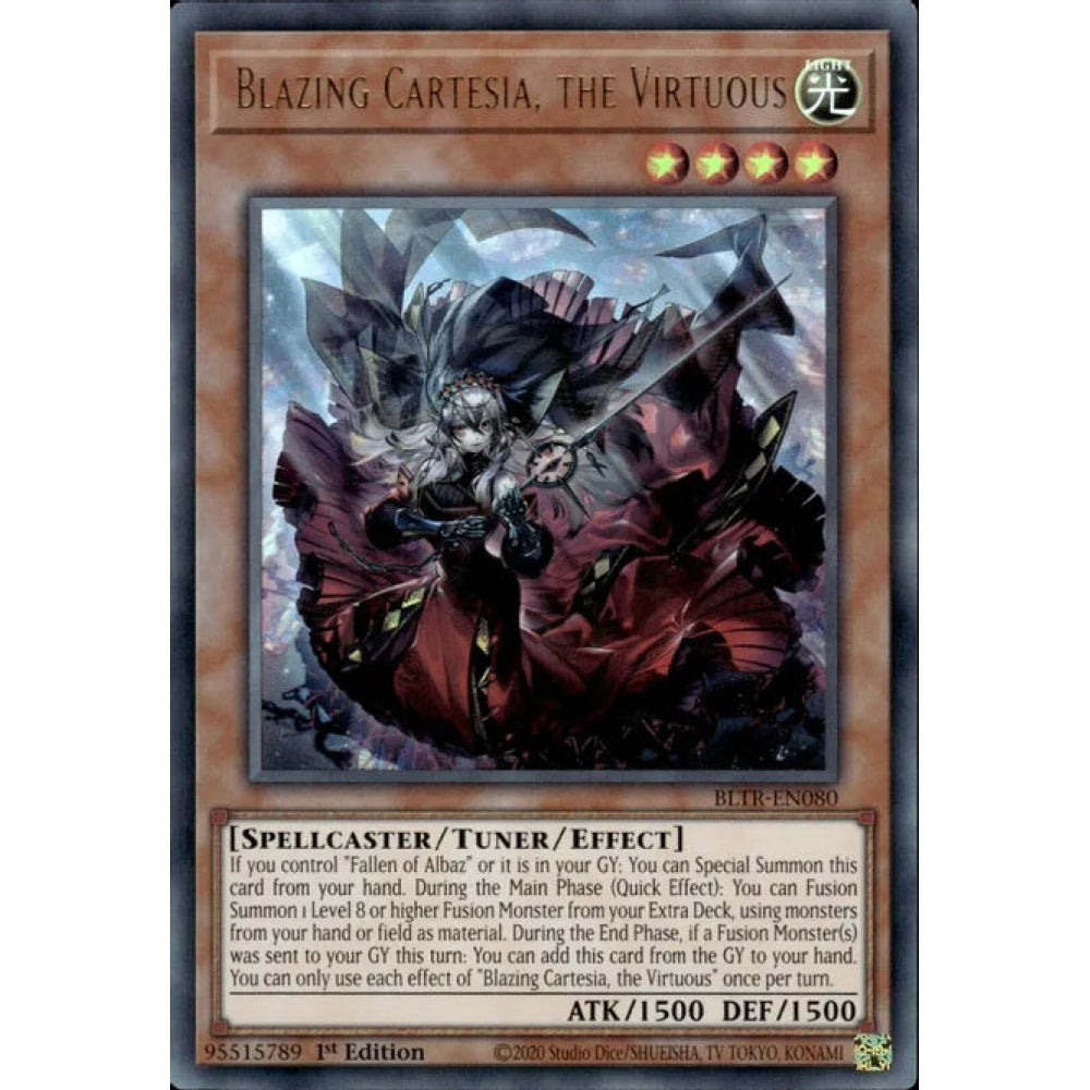 Blazing Cartesia, the Virtuous, BLTR-EN080, Ultra Rare, Yu-Gi-Oh!, Battles of Legend: Terminal Revenge