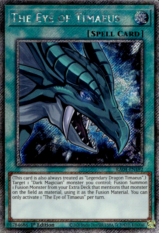 The Eye of Timaeus RA04-EN192 QCR Quarter Century Secret Rare Yu-Gi-Oh Quarter Century Stampede in Art