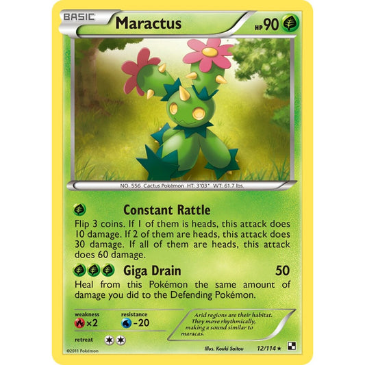 Maractus Rare 12/114 Pokemon Card Game Black & White