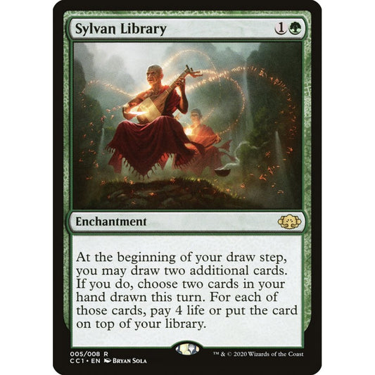Sylvan Library rare 5 Magic the Gathering Commander Collection: Green