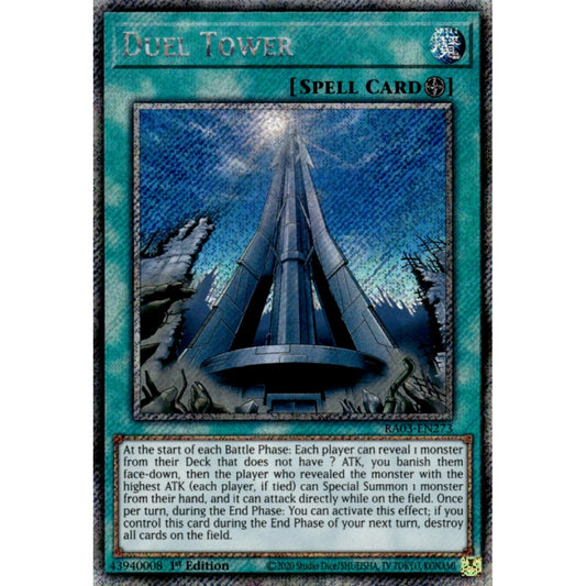 Duel Tower RA03-EN273 Platinum Platinum Secret Rare Yu-Gi-Oh Quarter Century Bonanza in Art