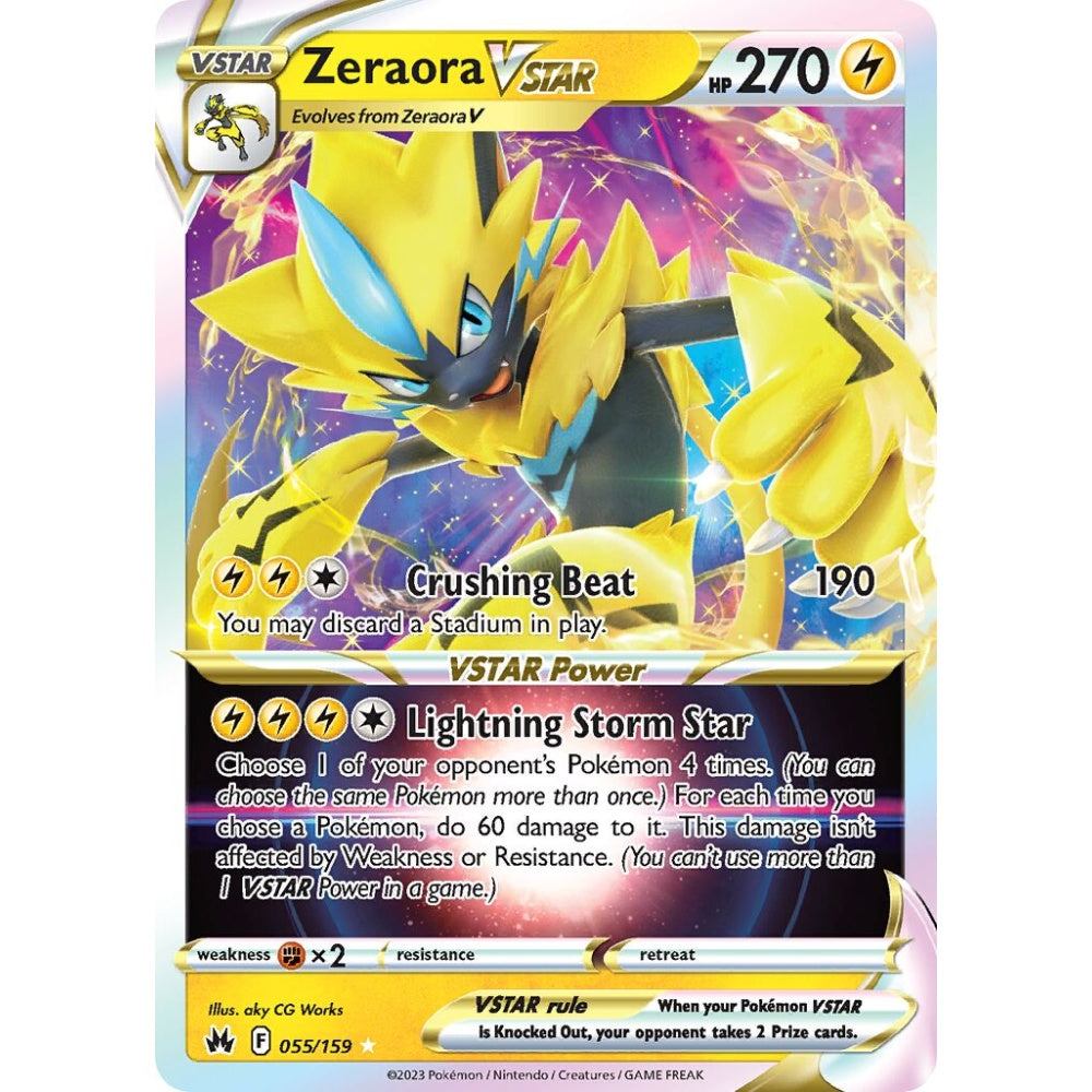 Zeraora VSTAR Holo Rare VSTAR 055/159 Pokemon Card Game Crown Zenith