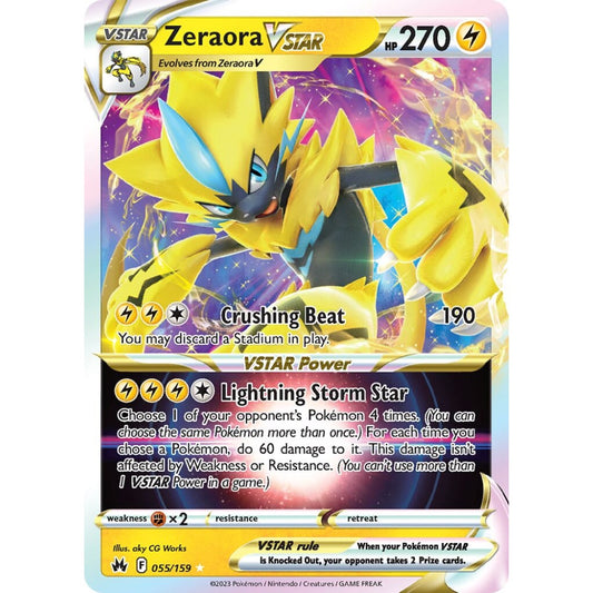 Zeraora VSTAR Holo Rare VSTAR 055/159 Pokemon Card Game Crown Zenith