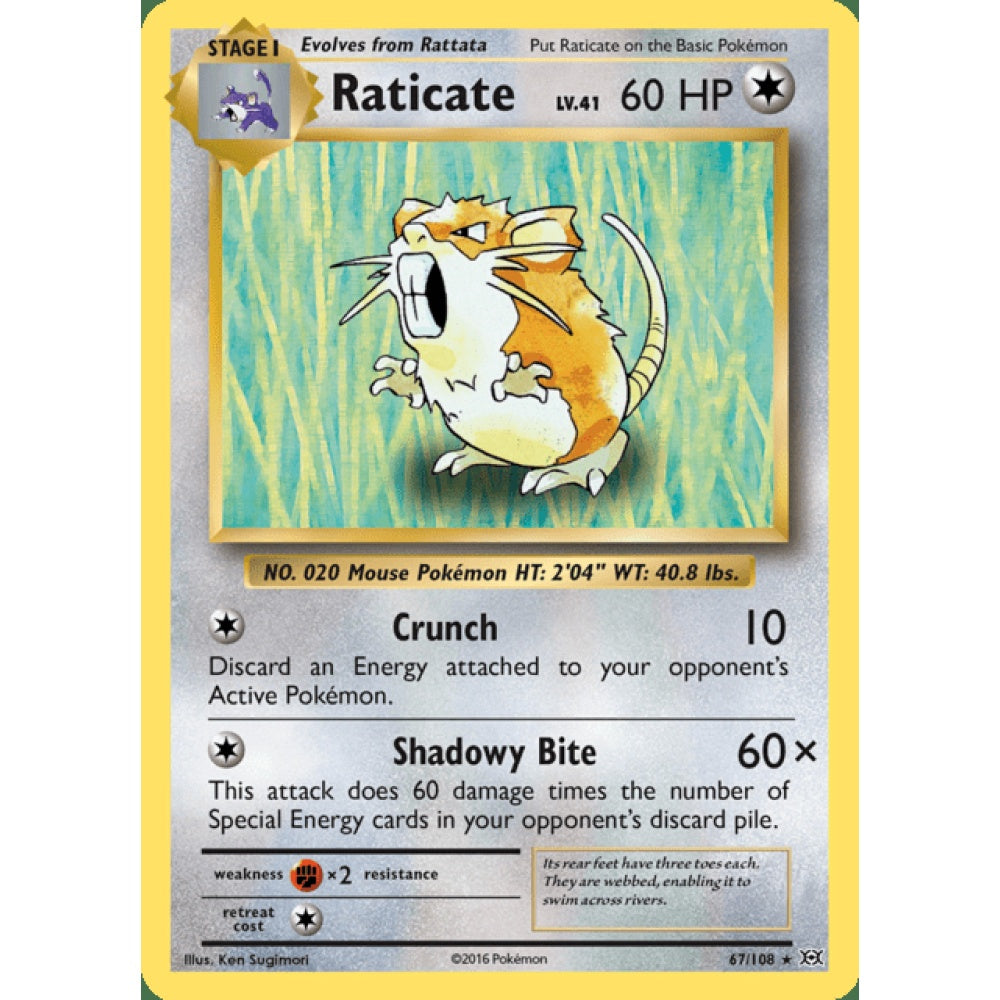 Raticate Rare 67/108 Pokemon Card Game Evolutions
