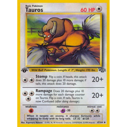 Tauros Uncommon 47/64 Pokemon Card Game Jungle