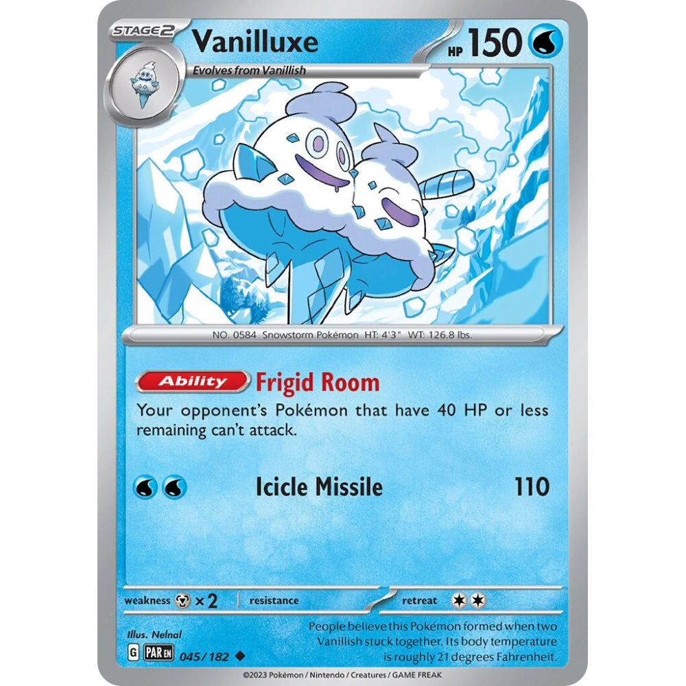 Vanilluxe Uncommon 045/182 Pokemon Card Game Paradox Rift