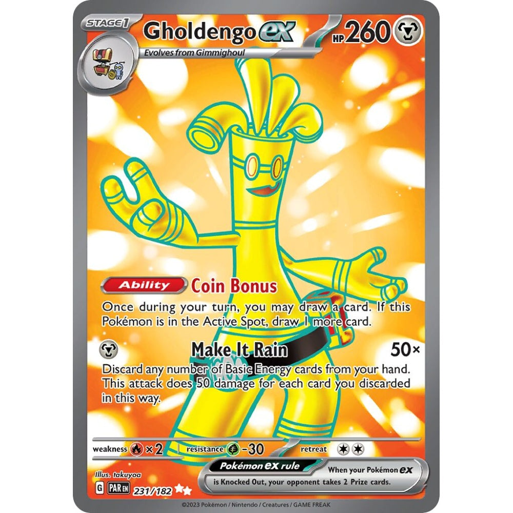 Gholdengo ex Ultra Rare 231/182 Pokemon Card Game Paradox Rift